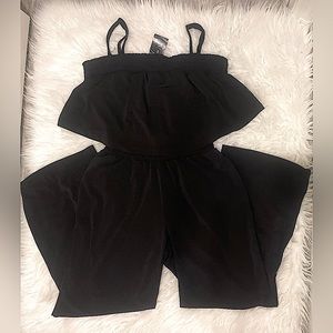 I.N.C. Black Coastal Overlay Black Jumpsuit Size S